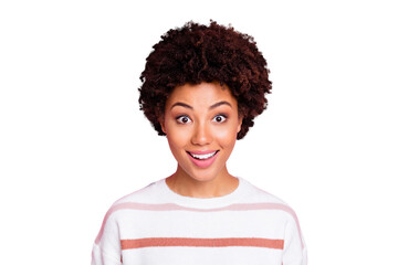 Photo of sweet cute nice attractive cheerful girlfriend excited about sales started smiling...