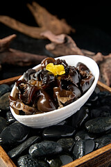 Hot pot ingredients: a plate of fresh black fungus