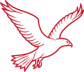 Hawk Silhouette Line Art Vector Illustration On White Background