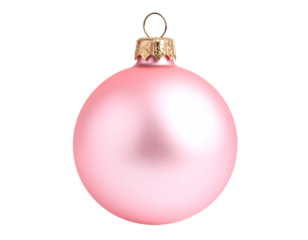 An elegant matte pink Christmas bauble with a classic golden hanger, symbolizing festive cheer.