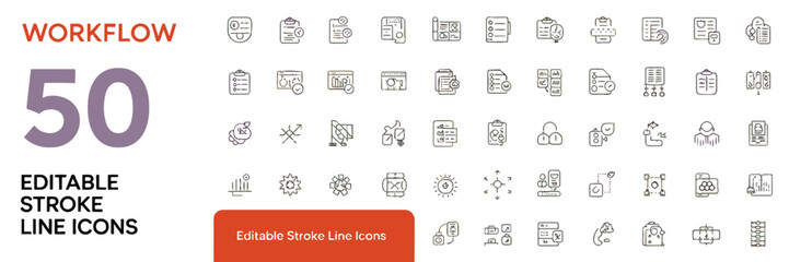 Mechanics Editable Stroke Line Icons – 36 Vector Icon Set