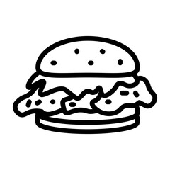 Chicken Burger Vector Line Icon Design