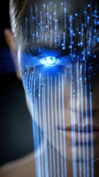 Artificial intelligence stream: chatbot concept, neural circuit, video memory, data flow, virtual assistant, futuristic interface, smart dialogue, coded response, network input, analytical brain