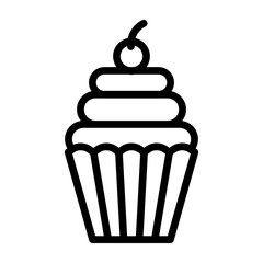 Cupcake Vector Line Icon Design