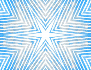 Abstract blue star pattern with geometric design and copy space