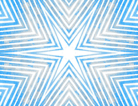 Abstract blue star pattern with geometric design and copy space