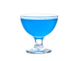 A vibrant blue drink in a classic glass offers a refreshing and cool beverage experience.