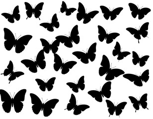 A graceful collection of various butterfly silhouettes fluttering with delicate beauty
