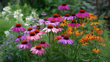 Obraz premium Echinacea Blossoms in Healing Herb Garden