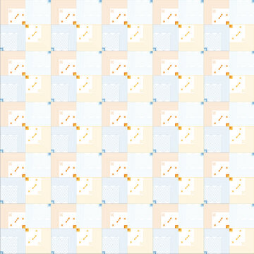 Seamless Geometric Autumn Pattern with Retro Lines and Symbols