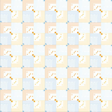 Seamless Geometric Autumn Pattern with Retro Lines and Symbols