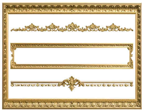 Opulent golden frames and exquisite decorative elements display classic elegance and intricate craftsmanship.