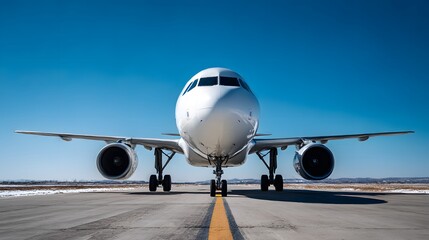 A passenger jet lands on the airport runway, its wing cutting through the sky as travel anticipate their flight passenger jet lands on the airport runway, its wing cutting through the sky as trave