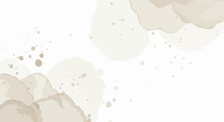 Abstract Sepia Watercolor Splotches and Splashes on White Background