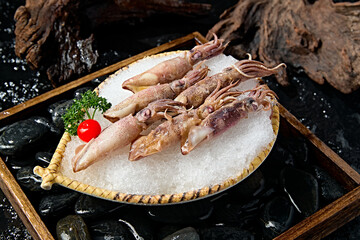 Hot pot ingredients: fresh frozen squid
