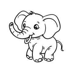 Fototapeta premium Cartonic hand drawn baby elephant illustration 