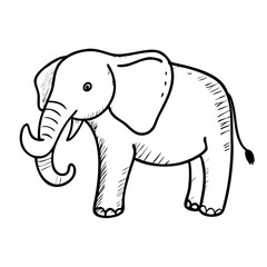 Fototapeta premium Cartonic hand drawn baby elephant illustration 