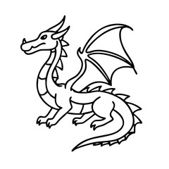 Fototapeta premium Dragon doodle outline for colouring 