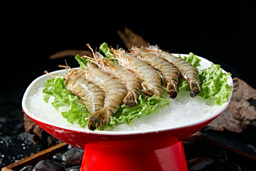 Hot pot ingredients fresh prawns