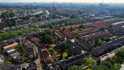 An panoramic Aerial view of the old town of the city Groningen in the Netherlands on a sunny day in summer
