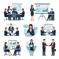 set of business people