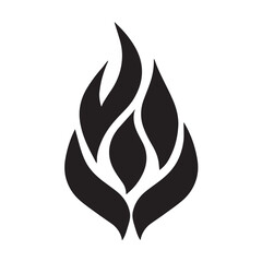Black Fire Flame Silhouette Icon Isolated on White Background Vector Illustration for Logo and Graphic Design