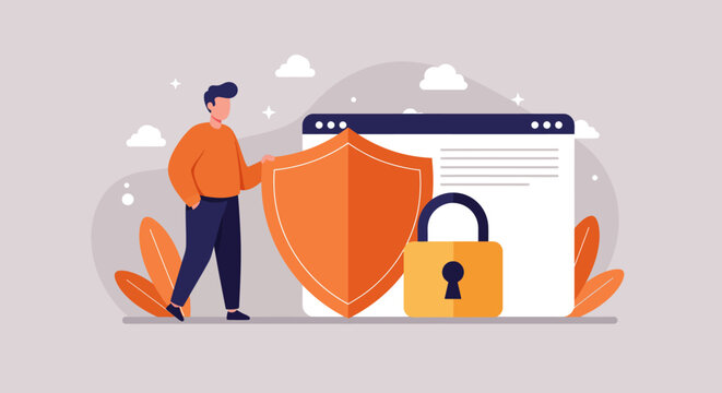 illustration with cyber security concept