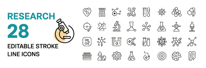 Mechanics Editable Stroke Line Icons &ndash; 36 Vector Icon Set