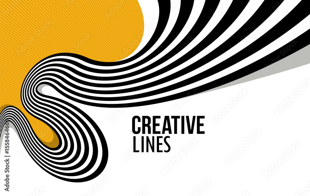 Poster creative lines vector abstract background, 3d perspective linear graphic design composition, stripes