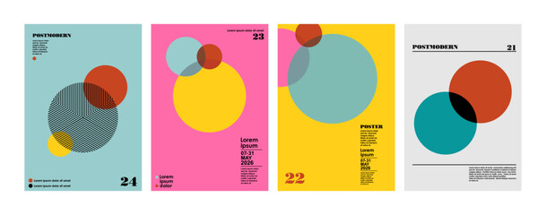 Artworks, posters inspired postmodern of vector abstract dynamic symbols with bold geometric shapes, useful for web background, poster art design, magazine front page, hi-tech print, cover artwork