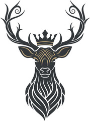 Elegant Royal Deer Vector Logo – Luxury Animal Emblem Design