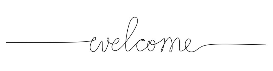 continuous single line drawing of word welcome  line art vector illustration