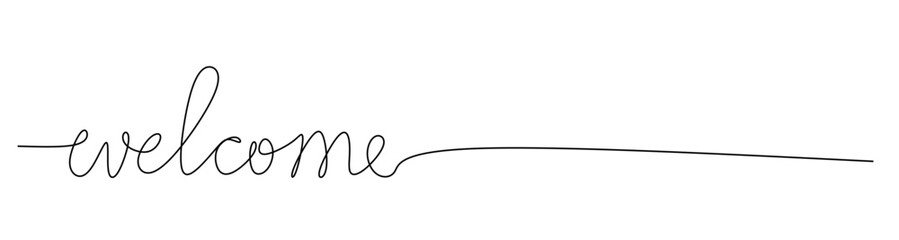 continuous single line drawing of word welcome  line art vector illustration