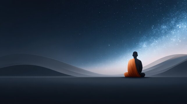 A peaceful conceptual illustration showing Buddhist principles guiding investment mindset