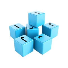 Obraz premium Playful blue cubes display voting marks on transparent background png isolated on transparent background. 