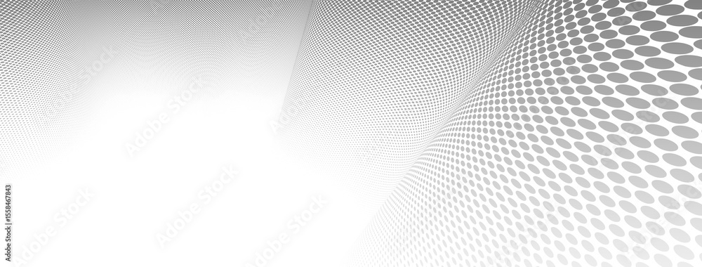 Poster dotted vector abstract background, light grey dots in perspective flow, dotty texture abstraction, b
