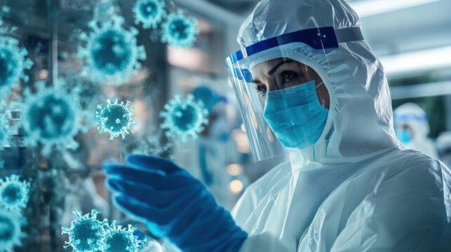 Virus research and analysis laboratory scientific study medical environment close-up view pandemic response