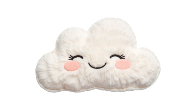 Sleepy cloud pillow isolated on transparent background