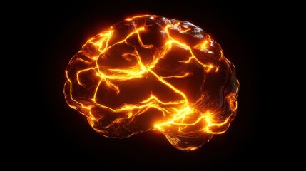 Fototapeta premium Abstract brain shape made of digital lines and glowing lights, representing emotional AI and human thoughts
