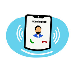 Incoming Call Notification on Smartphone – Flat Vector Illustration