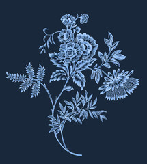 Romantic design with a bouquet of flowers for design pattern 