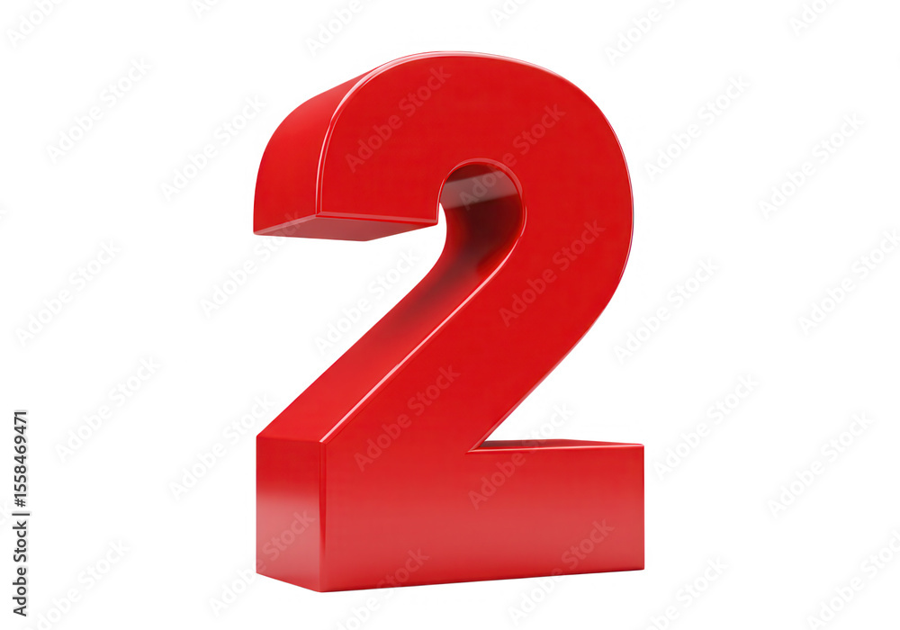 Poster red number two isolated on transparent background