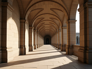 Obraz premium Arched Corridor with Sunlight and Shadows