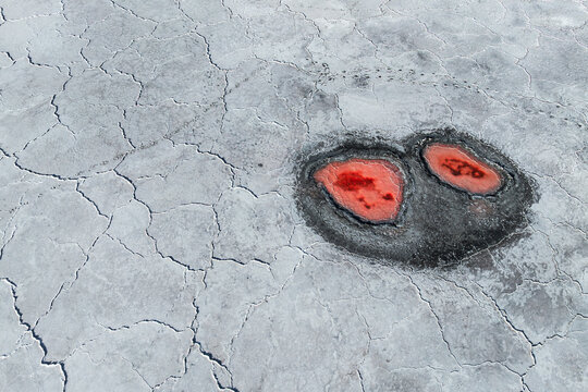Red saline pond in La Puna, Argentina
