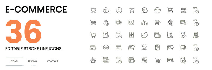Mechanics Editable Stroke Line Icons – 36 Vector Icon Set