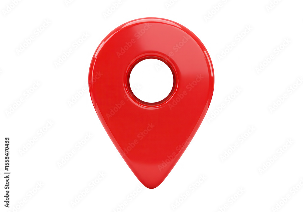 Poster a shiny red location pin isolated on transparent background