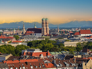 City of Munich with view of the alps, Germany