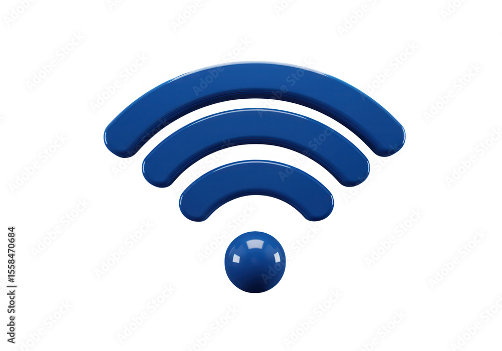 Poster blue wifi symbol isolated on transparent background representing wireless internet connection