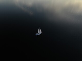 Small Sailboat on Lake