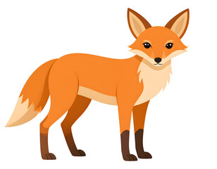 Obraz premium An adorable red fox with bright orange fur and a friendly gaze stands attentively, ready for adventure.